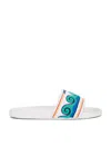 Casablanca Embroidered Terry Slider In Greco Wave