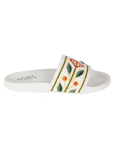 CASABLANCA EMBROIDERED TERRY SLIDERS