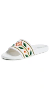 CASABLANCA EMBROIDERED TERRY SLIDES WHITE LAUREL