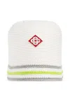 Casablanca Embroidered Trimmed Beanie Hat In White