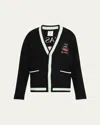 Casablanca Cardigan With Embroidered Panel In Black