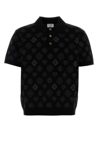 Casablanca Embroidered Viscosa Blend Polo Shirt In White
