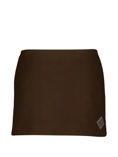 Casablanca Embroidered Wool-blend Skirt In Brown
