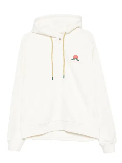 Casablanca Embroidered Zip-up Hoodie In White