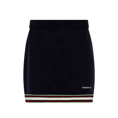 Casablanca Embroidered-logo Striped Shorts In Blue