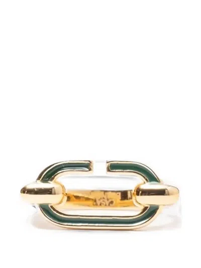 Casablanca Enamel C Link Ring In Gold