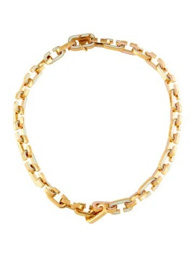 Pre-owned Casablanca Enamel Clink Collar Necklace, 18" In Blue