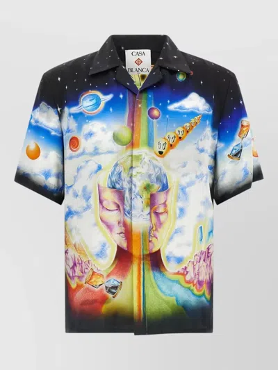Casablanca Experience Graphic Short Sleeve Straight Cut Shirt In Multi