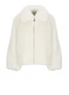 Casablanca Faux Fur Lapel Collar Long Sleeve Coat In White
