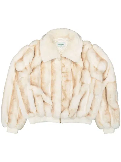 Casablanca Faux Fur Jacket In Off White