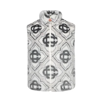 Pre-owned Casablanca Faux Fur Monogram Gilet 'grey Diamond Monogram' | Men's Size Xl
