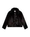 Casablanca Faux Fur Zipper Casual Jacket In Black