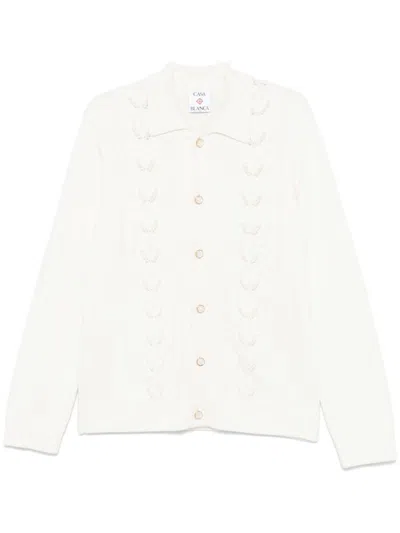Casablanca Faux-pearl-embellished Cardigan In Neutrals