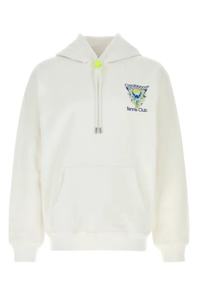 Casablanca Tennis Club Logo-print Hooded Cotton Sweatshirt In White
