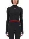 Casablanca Stripe Long-sleeve Cropped Activewear Top