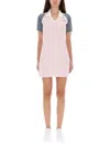 Casablanca Fitted Mini Dress In Light Pink With Contrasting Collar And Sleeves In Multi