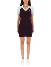 Casablanca Fitted Mini Dress In Ribbed Merino Wool With Contrast Collar In Black