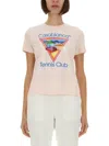 Casablanca Cotton Crew Neck T-shirt With Graphic Print In Pink