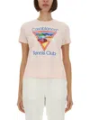 Casablanca Cotton Crew Neck T-shirt With Graphic Print In Pink
