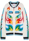 Casablanca Flame Laurel Embroidered Cotton-knit Cardigan In Multi