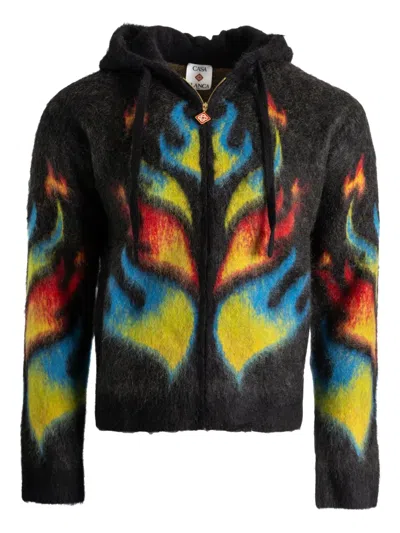 CASABLANCA FLAME-PATTERN HOODED JACKET