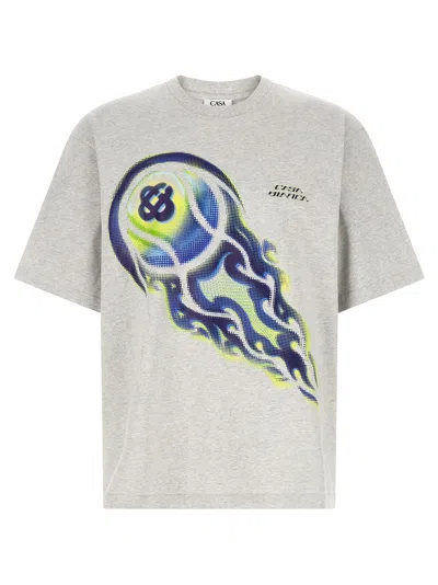 Casablanca Flaming Tennis Ball Oversized T-shirt In Gray