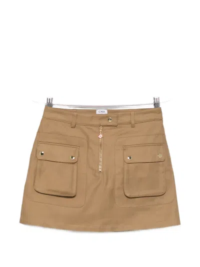 Casablanca Flap-pocket Mini Skirt In Brown