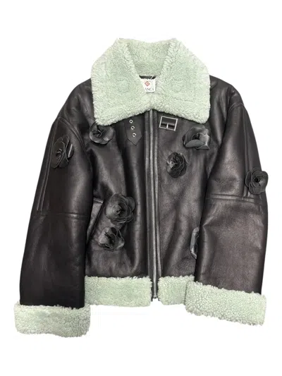 Casablanca Floral-appliqué Jacket In Black