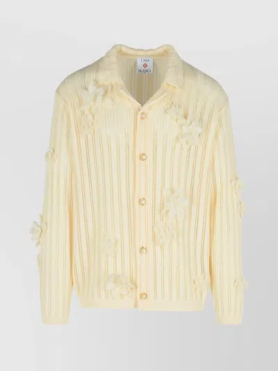 CASABLANCA FLORAL APPLIQUÉ RIBBED TEXTURE LONG SLEEVES