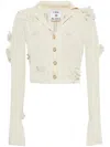 Casablanca Short Cardigan In Knitwear With Flowers In White