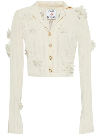 CASABLANCA FLORAL-APPLIQUÉ TOP