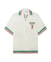 Casablanca Silk Shirt With Graphic Print And Striped Trim In White