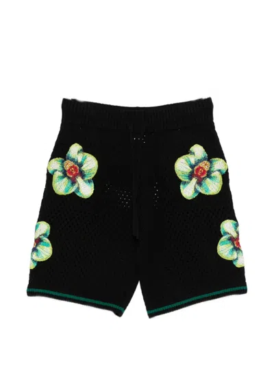 Casablanca Floral-detail Shorts In Black