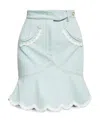 Casablanca Floral-embroidered Denim Peplum Skirt In White