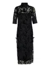 Casablanca Floral-embroidered Short-sleeve Maxi Dress In Black