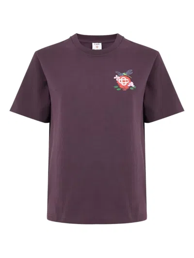 Casablanca Floral-embroidered T-shirt In Purple