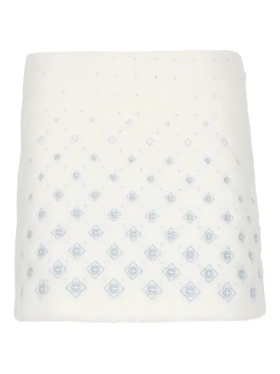 Casablanca Wool Blend Skirt In White