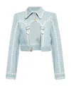 Casablanca Floral-pattern Cut-out Cropped Jacket In Green