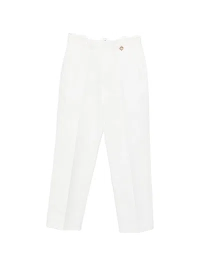 Casablanca Floral-pattern Trousers In White