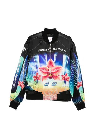 Casablanca Orchid Racer Cuban Collar Long Sleeve Shirt In Multi