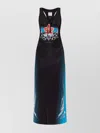 Casablanca Floral Print Midi Dress With Tie Detail In Black