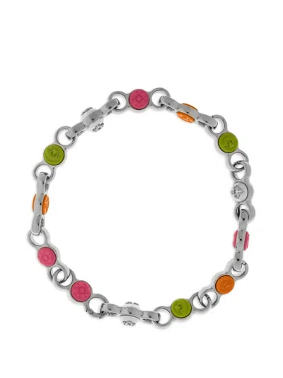 Casablanca Floral Silver-tone Necklace In Brown