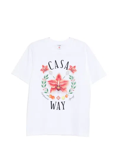Casablanca Casa Way Orchid Organic Cotton T Shirt In White