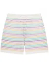 Casablanca Flower Striped Cotton-crochet Shorts In White