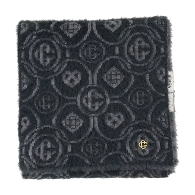 CASABLANCA FLUFFY MONOGRAM SCARF - NYLON - GREY