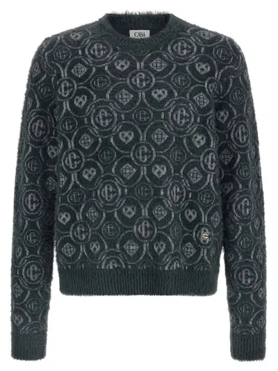 CASABLANCA FLUFFY MONOGRAM SWEATER