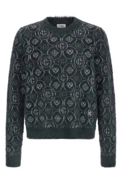 Casablanca 'fluffy Monogram' Sweater In Gray