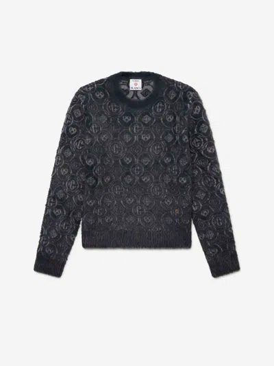 Casablanca Fluffy Monogram Sweater In Gray