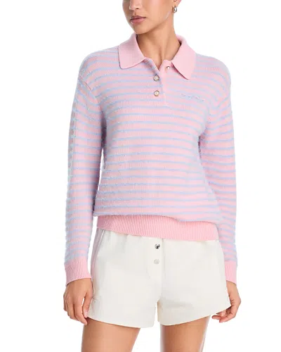 Casablanca Fluffy Polo Sweater In Pink