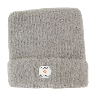 Casablanca Fluffy Square Beanie In Gray
